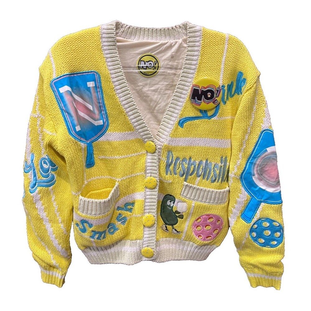 No! Jeans Pickle Ball Sweater Cardigan Knit Cardigan Size 2 (Large) Sold Out!